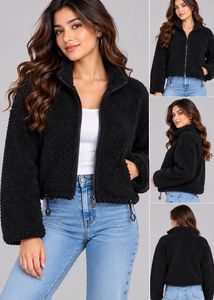 SHEIN Cozy Black Teddy Fleece Jacket