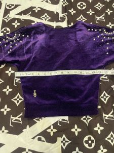 Purple Velvet Embellished Top