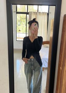 Stylish Black Wrap Top