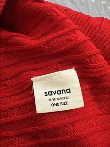 Red Cable Knit Short Sleeve Top