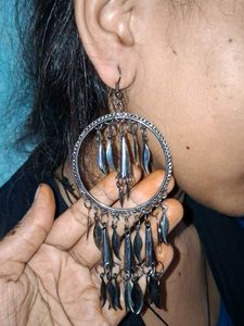 Unique Silver Tone Hoop Earrings