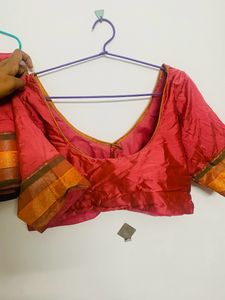 Coral Silk Saree With Blouse Used