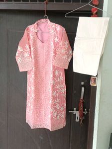 Pink Chikankari Kurta Set