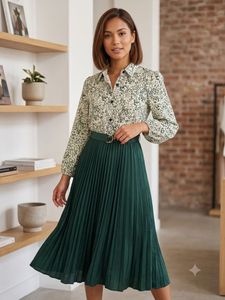 Chic Floral Print Pleated Dress