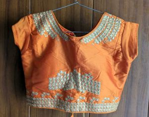 Orange Embroidered Blouse