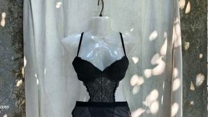 401110. Black Lace Teddy Bodysuit