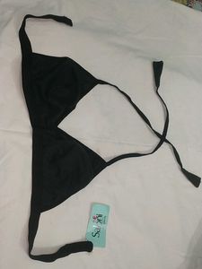 Black Halter Neck Bra with Ties