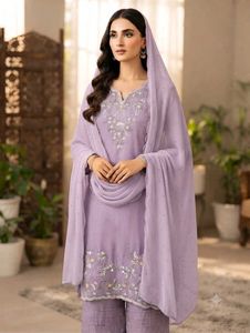 Lavender Embroidered Kurta Set