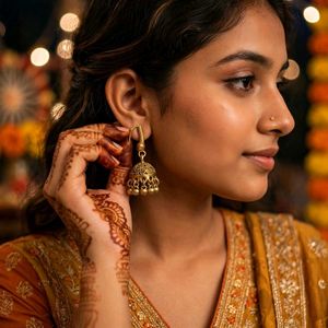 Golden Jhumka Earrings