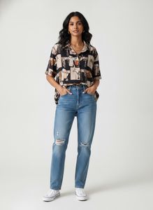 Unique Horse Print Button-Down Shirt