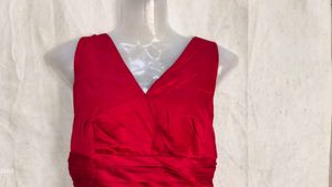 Elegant Red V-Neck Fit &amp; Flare Dress