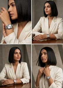 Stylish Silver Square Wristwatch