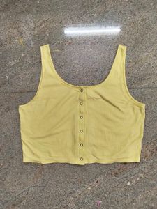 H&M Yellow Ribbed Button-Up Tank Top