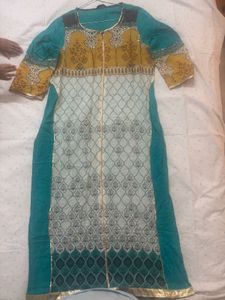 Stylish Teal and Yellow Printed Kurta
