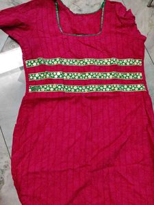 Vibrant Pink Kurta with Embellished Border