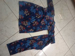 Blue Floral Kurta Set / cord se