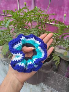 Evil eye Crochet Scrunchie