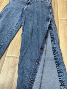 Xpose Side Button Wide Leg Jeans