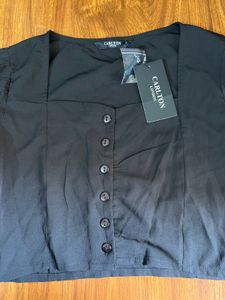 Carlton London Black Square Neck Top