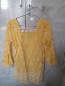Yellow Chikankari Kurta