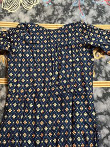 Navy Blue Embroidered Kurta