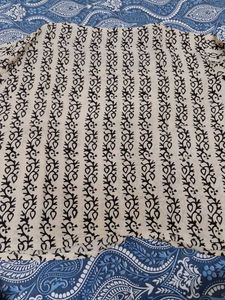 Cream &amp; Black Block Print Kurta