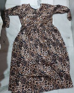 Leopard Print Long Sleeve Maxi Dress