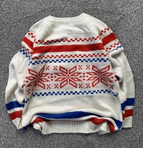 Striped Snowflake Knit Sweater
