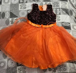 Sparkling Orange Tulle Dress
