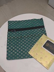 Designer Green Embroidered Clutch Bag
