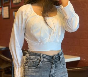 Cottagecore tie back white crop top