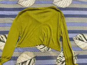 Olive Green Ribbed Button-Up Top