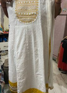 Brand New Cotton White Suit With Purple embroid