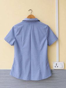 Blue Y2k Short Sleeve Collared Shirt (Women)