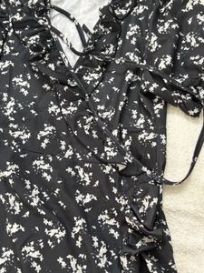 Black Floral Wrap Dress