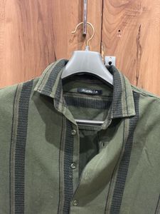Stylish Olive Green Striped Shirt