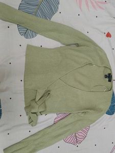 olive green knitted wrap top