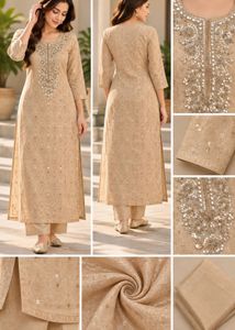 Beige Embroidered Kurta