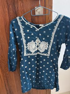 Blue Embroidered Kurta