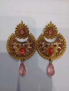 Stunning Gold-Tone Chandbali Earrings