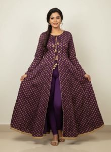 Purple & Gold Anarkali Dress