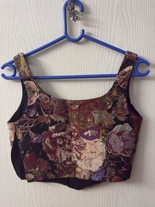 Embroidered Jacquard Corset Top