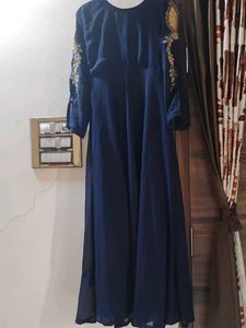 Elegant Navy Embroidered Gown