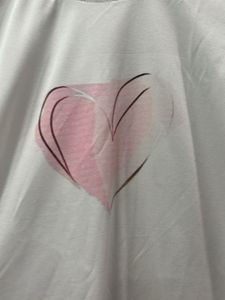 White T-Shirt with Pink Heart Graphic
