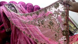 Stunning Pink Embellished Wedding Dress