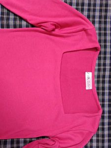 Hot Pink Square Neck Long Sleeve Zara Top