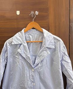 Light Blue Collared Button-Up Top