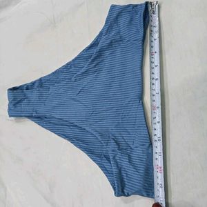 ❤️‍🔥 Blue Ribbed High-Waisted Bikini Bottom