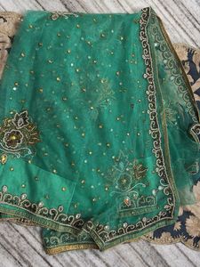 Embroidered Green Dupatta