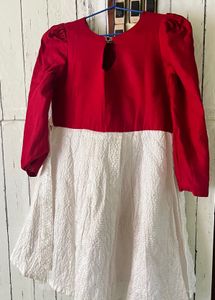 maroon &amp; White Party Dress-Ajio